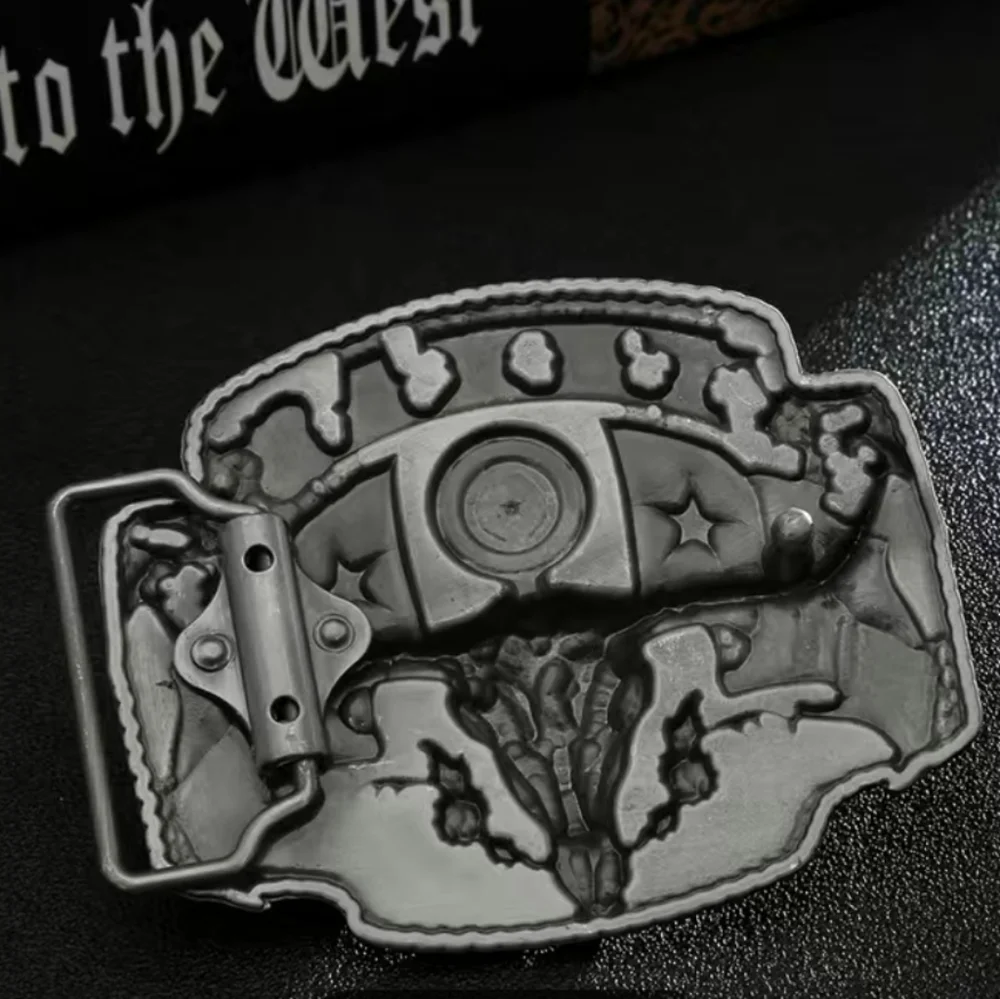 New men's Texas bull cowboy western belt buckle red white and blue